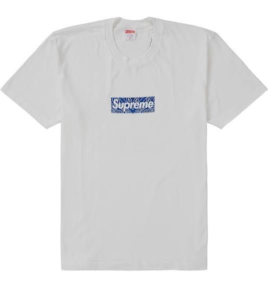 supreme white blue bandana tee