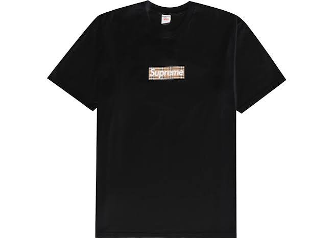 supreme black burberry tee