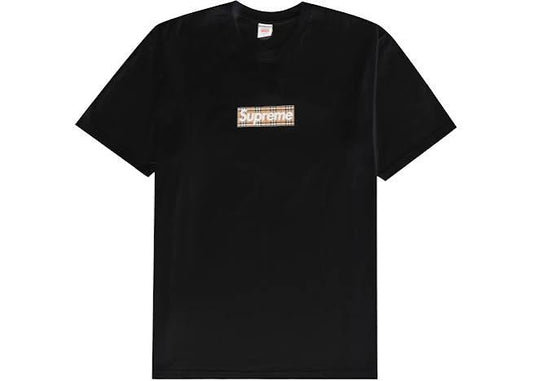 supreme black burberry tee