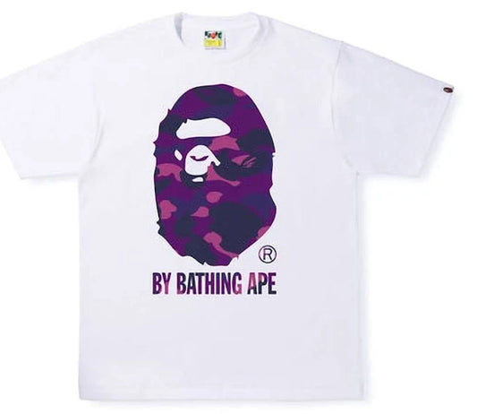 Bape Shirt (Purple Camo Head Wording on Front)